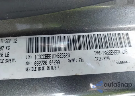 2013 Chrysler 200 Touring из США, поврежденный, VIN 1C3CCBBB1DN525628